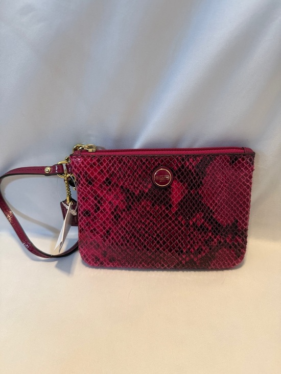Coach Handbags - NWT Coach Raspberry Python Leather Wristlet Model F50162 Wristlet